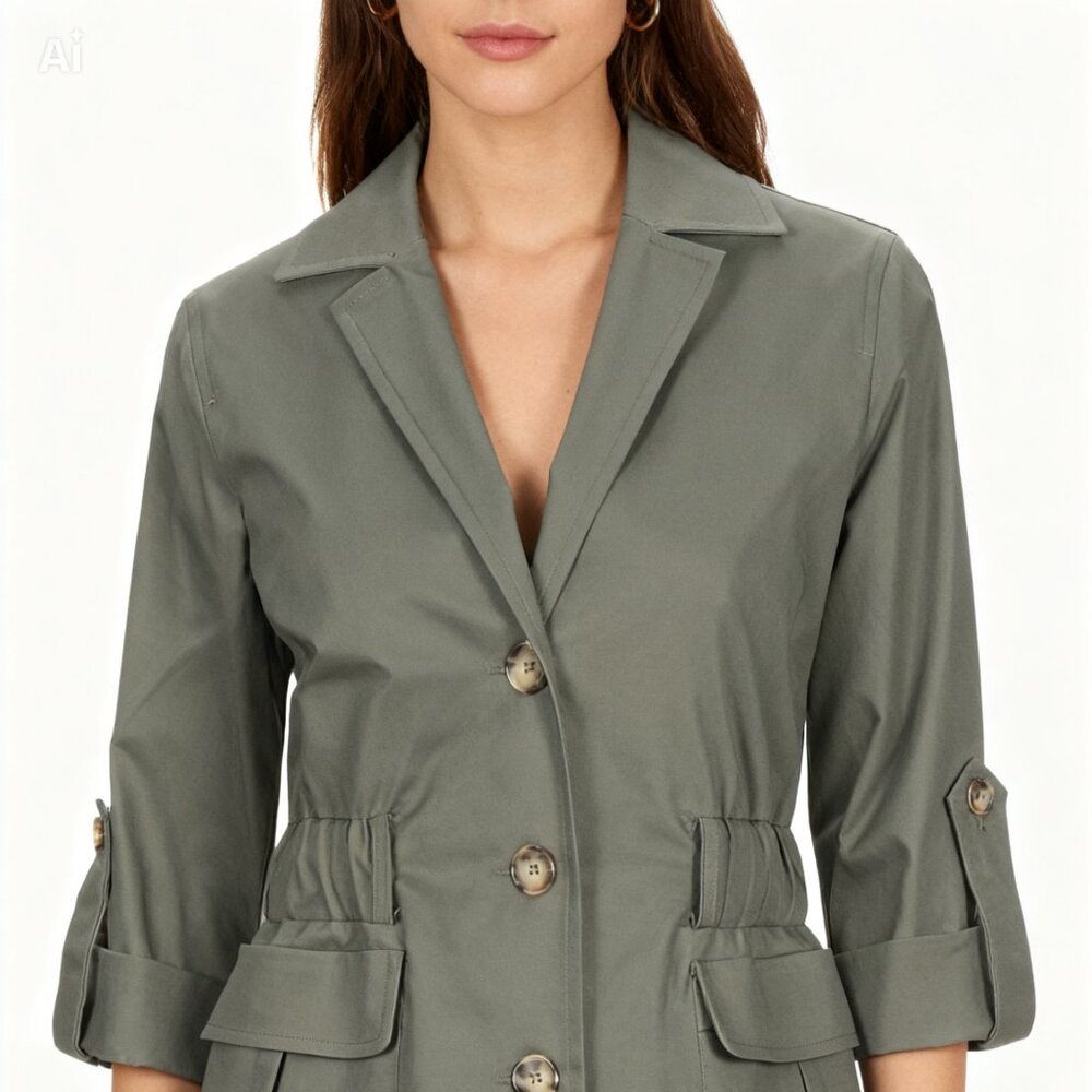 Biancoghiaccio Women’s Tailored Blazer – Military Green (US Size 6 / S)